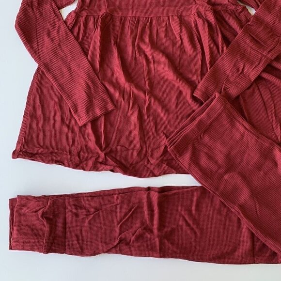NWT Posh Peanut Girl Bordeaux Waffle Thermal Top And Leggings Set 12 Years - Picture 3 of 11